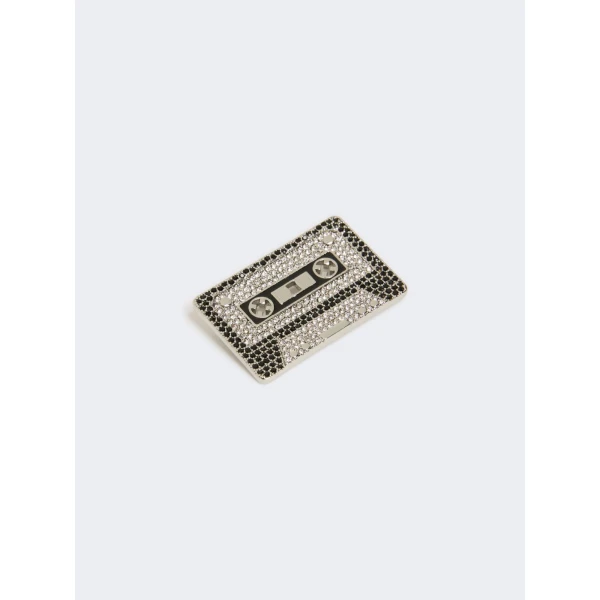 Max Mara Cicala Rhinestone Metal Brooch in Black | Brooches & Pins | Coveti