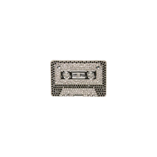 Max Mara Cicala Rhinestone Metal Brooch in Black | Brooches & Pins | Coveti
