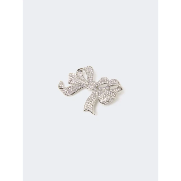 Max Mara Cicala Rhinestone Metal Brooch in Silver | Brooches & Pins | Coveti