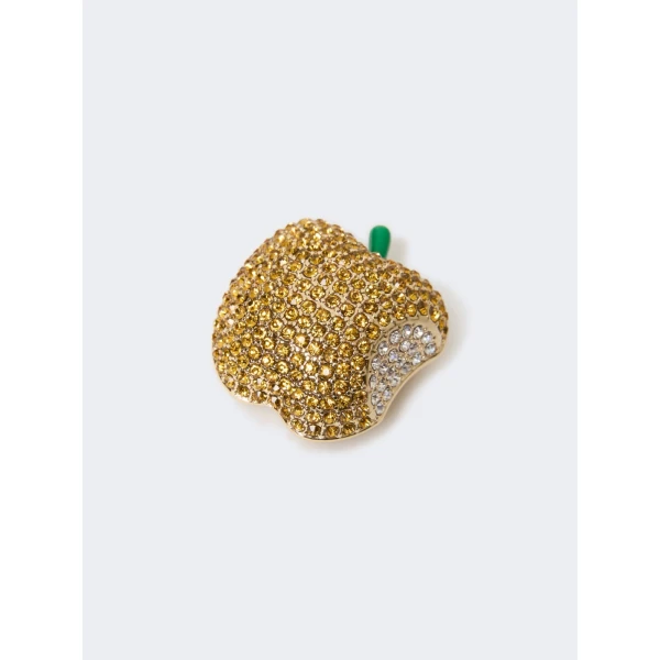 Max Mara Cicala Rhinestone Metal Brooch in Yellow | Brooches & Pins | Coveti