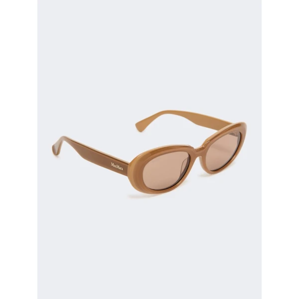 Max Mara Cicogna Oval Sunglasses in Camel | Sunglasses | Coveti