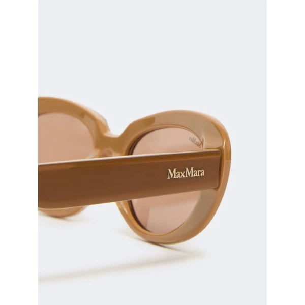 Max Mara Cicogna Oval Sunglasses in Camel | Sunglasses | Coveti