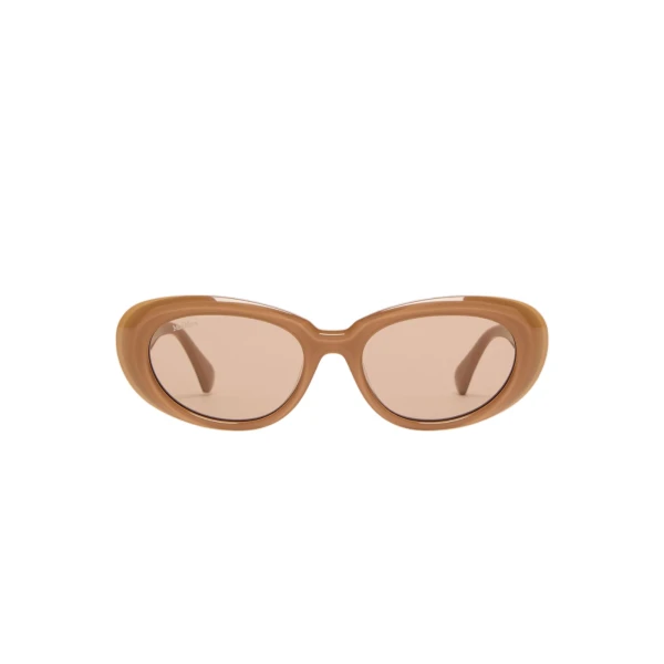 Max Mara Cicogna Oval Sunglasses in Camel | Sunglasses | Coveti