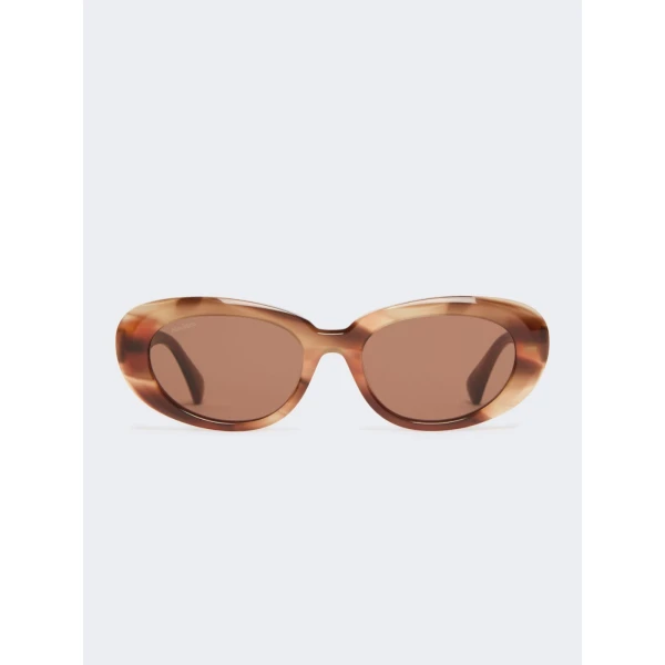 Max Mara Cicogna Oval Sunglasses in Rust | Sunglasses | Coveti