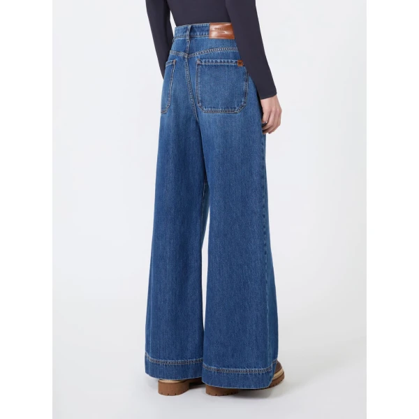 Max Mara Ciro Wide-Leg Cotton Denim Jeans in Navy | Denim | Coveti