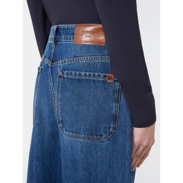 Max Mara Ciro Wide-Leg Cotton Denim Jeans in Navy | Denim | Coveti