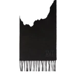 Max Mara Clara Monogram Embroidered Stole in Black | Scarves | Coveti