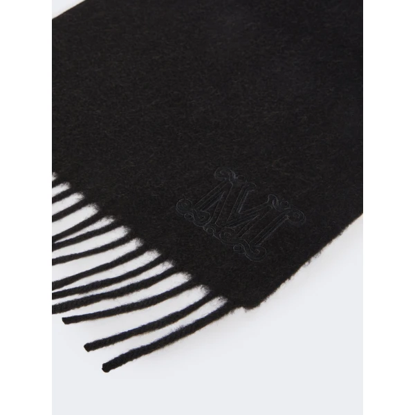 Max Mara Clara Monogram Embroidered Stole in Black | Scarves | Coveti