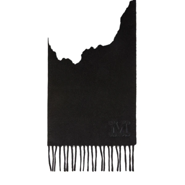 Clara Monogram Embroidered Stole in Black