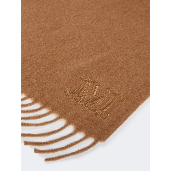 Max Mara Clara Monogram Embroidered Stole in Camel | Scarves | Coveti