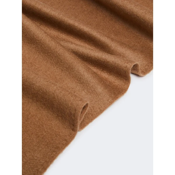 Max Mara Clara Monogram Embroidered Stole in Camel | Scarves | Coveti
