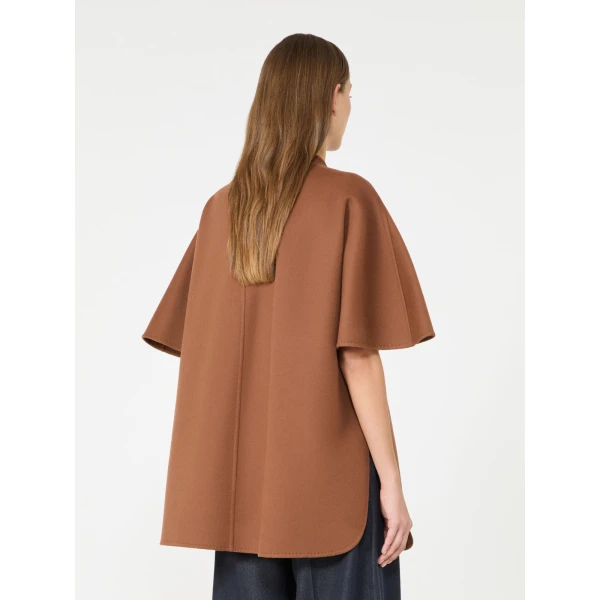 Max Mara Classe Pure Wool Drawstring Cape in Dark Brown | Coats | Coveti
