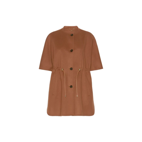 Classe Pure Wool Drawstring Cape in Dark Brown
