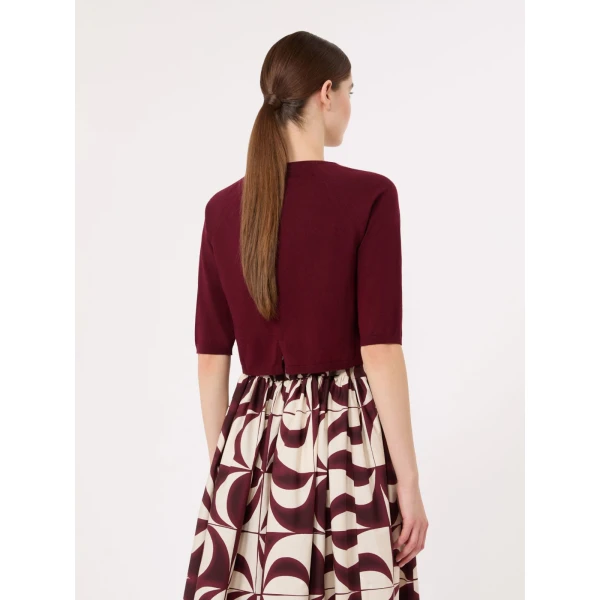 Max Mara Classi Cotton, Silk and Cashmere Shrug in Dark Red | Sweaters | Coveti