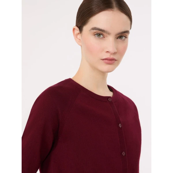 Max Mara Classi Cotton, Silk and Cashmere Shrug in Dark Red | Sweaters | Coveti