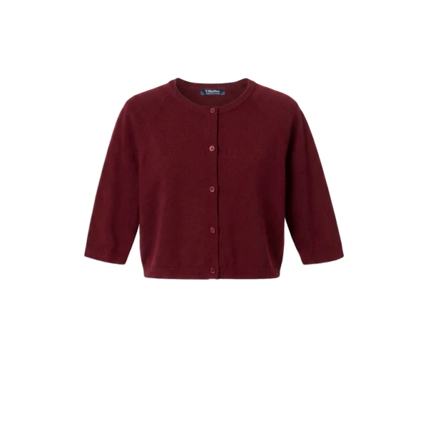Max Mara Classi Cotton, Silk and Cashmere Shrug in Dark Red | Sweaters | Coveti