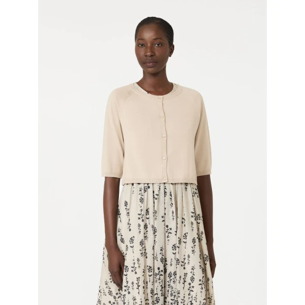 Max Mara Classi Cotton, Silk and Cashmere Shrug in Natural | Sweaters | Coveti