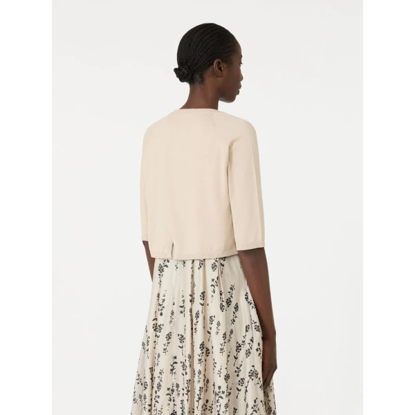 Max Mara Classi Cotton, Silk and Cashmere Shrug in Natural | Sweaters | Coveti