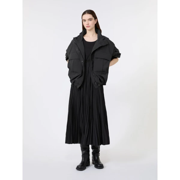 Max Mara Classi Jersey Dress with Plisse Skirt in Black | Maxi Dresses | Coveti