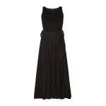 Max Mara Classi Jersey Dress with Plisse Skirt in Black | Maxi Dresses | Coveti