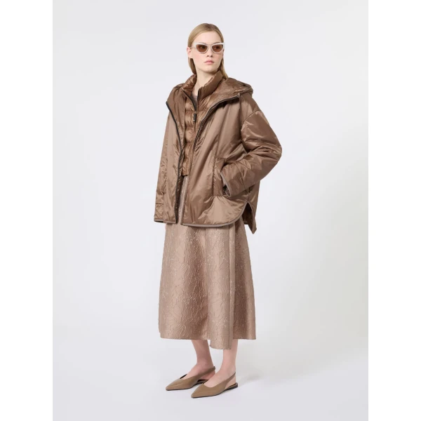 Max Mara Cleo Oversized Padded Water-Repellent Jacket in Mud | Jackets | Coveti