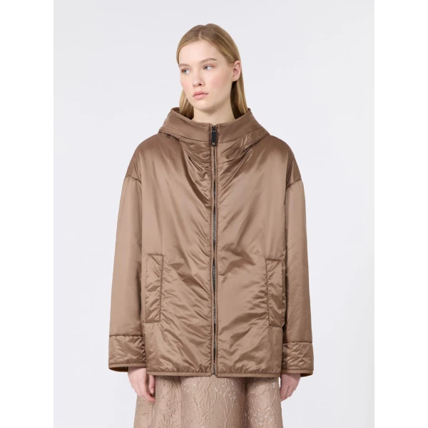 Max Mara Cleo Oversized Padded Water-Repellent Jacket in Mud | Jackets | Coveti
