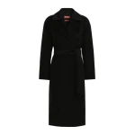 Max Mara Cles Wool, Cashmere and Silk Wrap Coat in Black | Wool Coat | Coveti