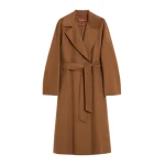 Max Mara Cles Wool, Cashmere and Silk Wrap Coat in Camel | Wool Coat | Coveti