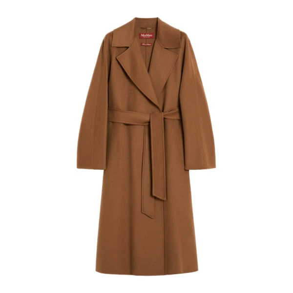 Cles Wool, Cashmere and Silk Wrap Coat in Camel