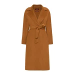 Max Mara Cles Wool, Cashmere and Silk Wrap Coat in Caramel | Wool Coat | Coveti