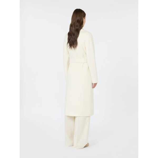 Max Mara Cles Wool, Cashmere and Silk Wrap Coat in White | Wool Coat | Coveti