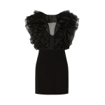 Max Mara Cloro Short Silk and Cady Dress in Black | Mini Dresses | Coveti