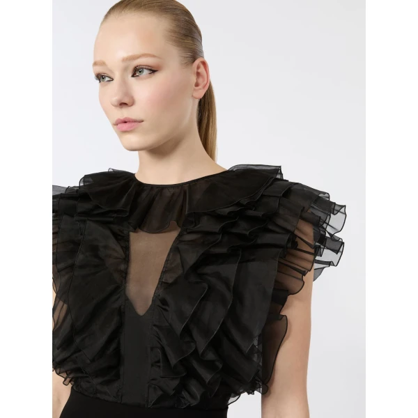 Max Mara Cloro Short Silk and Cady Dress in Black | Mini Dresses | Coveti
