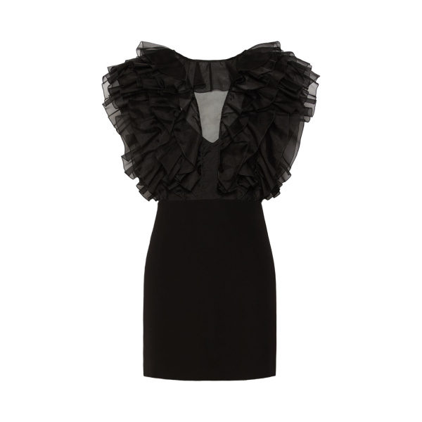 Max Mara Cloro Short Silk and Cady Dress in Black | Mini Dresses | Coveti