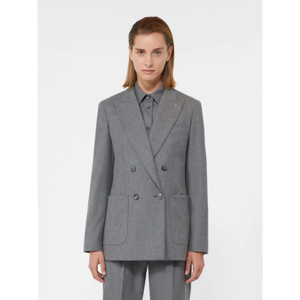 Max Mara Cloruro Cashmere Foule Blazer in Medium Grey | Blazers | Coveti