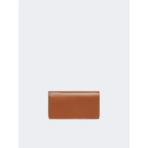 Max Mara Clutchy Leather Phone Pouch in Amber Brown | Wallets & Purses | Coveti