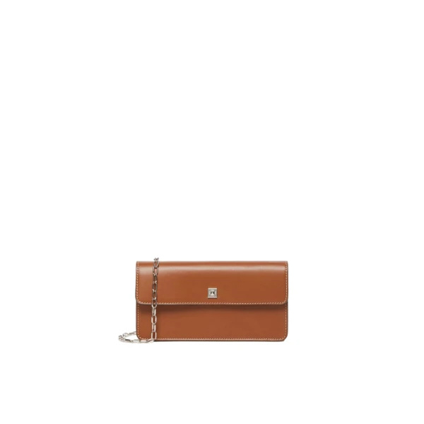 Max Mara Clutchy Leather Phone Pouch in Amber Brown | Wallets & Purses | Coveti