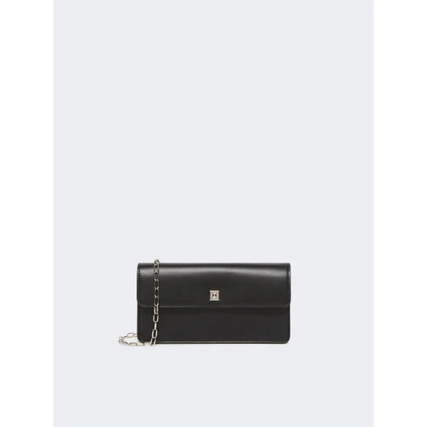 Max Mara Clutchy Leather Phone Pouch in Black | Wallets & Purses | Coveti