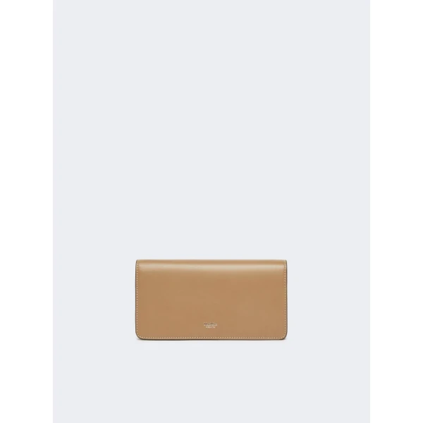 Max Mara Clutchy Leather Phone Pouch in Mud | Wallets & Purses | Coveti