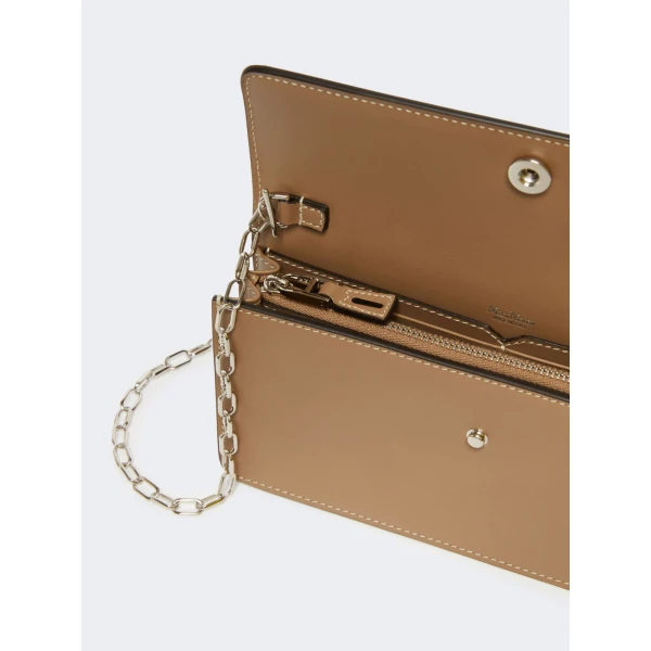 Max Mara Clutchy Leather Phone Pouch in Mud | Wallets & Purses | Coveti