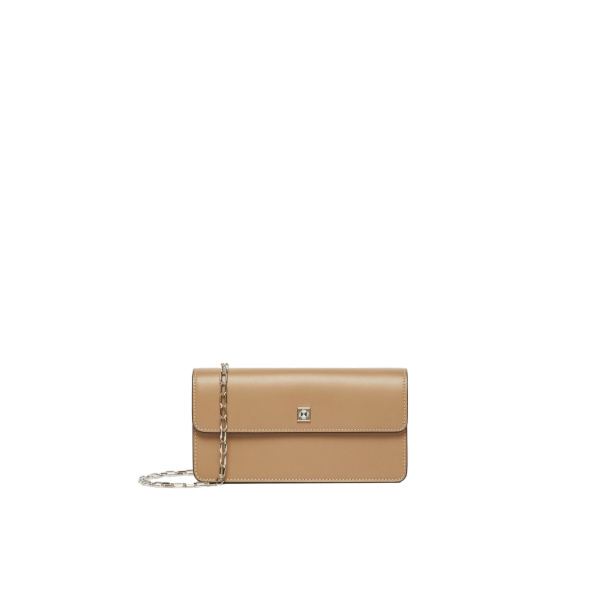 Max Mara Clutchy Leather Phone Pouch in Mud | Wallets & Purses | Coveti