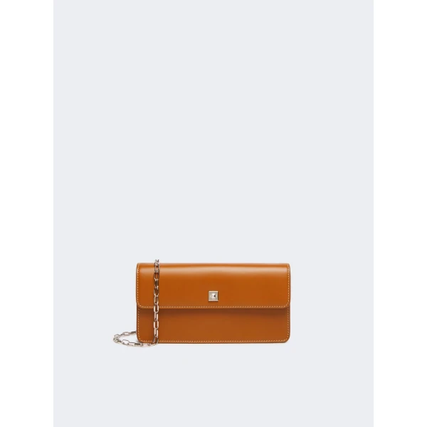 Max Mara Clutchy Leather Phone Pouch in Rust | Wallets & Purses | Coveti