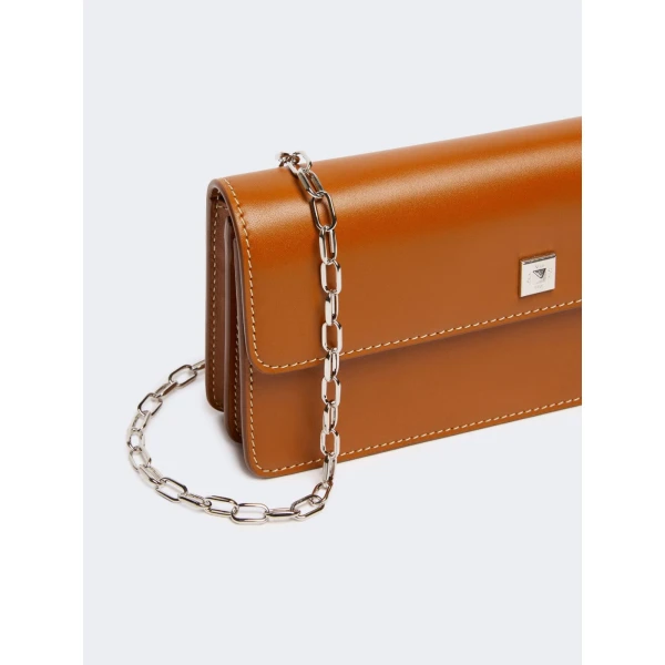 Max Mara Clutchy Leather Phone Pouch in Rust | Wallets & Purses | Coveti