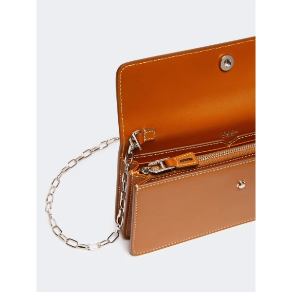 Max Mara Clutchy Leather Phone Pouch in Rust | Wallets & Purses | Coveti
