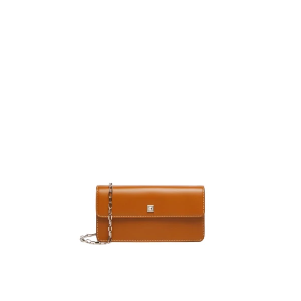 Max Mara Clutchy Leather Phone Pouch in Rust | Women | Coveti