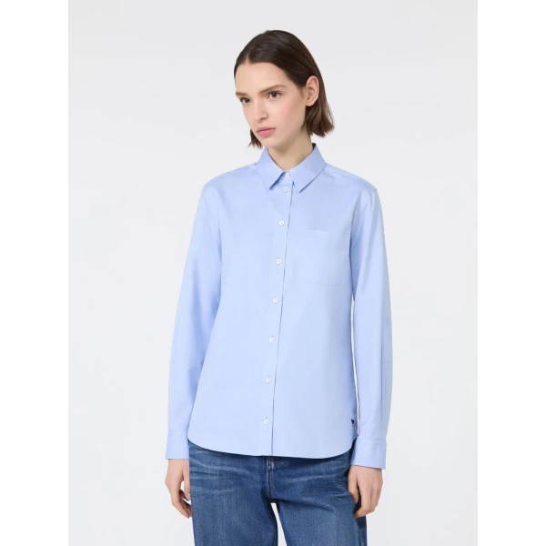 Max Mara Cobalto Cotton Oxford Shirt in Light Blue | Shirts | Coveti