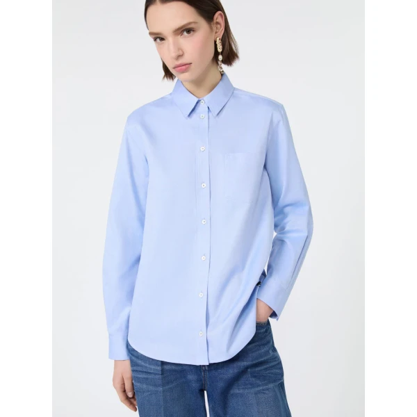 Max Mara Cobalto Cotton Oxford Shirt in Light Blue | Shirts | Coveti