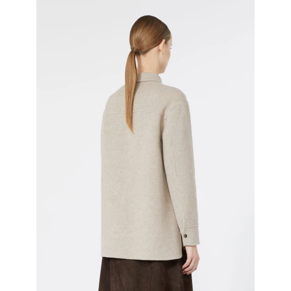 Max Mara Cobalto Wool and Cashmere Shacket in Sand | Blazers | Coveti