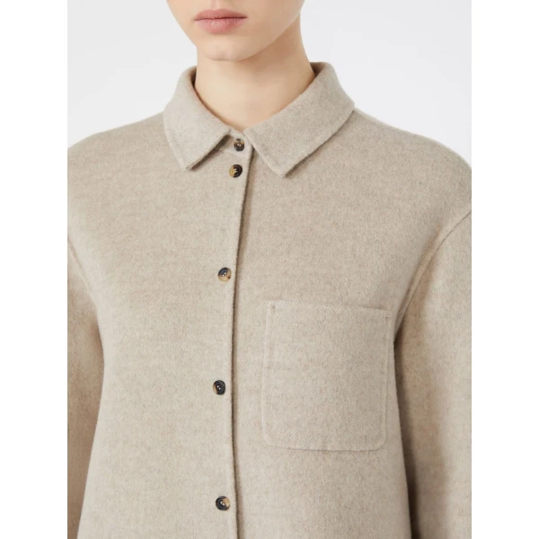 Max Mara Cobalto Wool and Cashmere Shacket in Sand | Blazers | Coveti