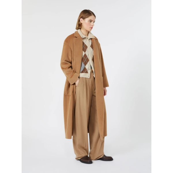 Max Mara Cocco Wool Wide-Leg Trousers in Camel | Wide leg pants | Coveti